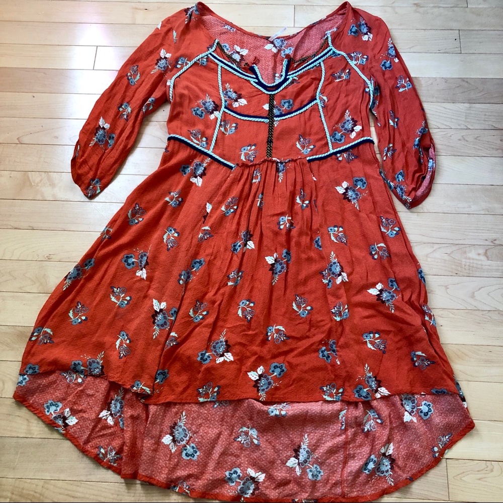Free People Orange Floral Dress